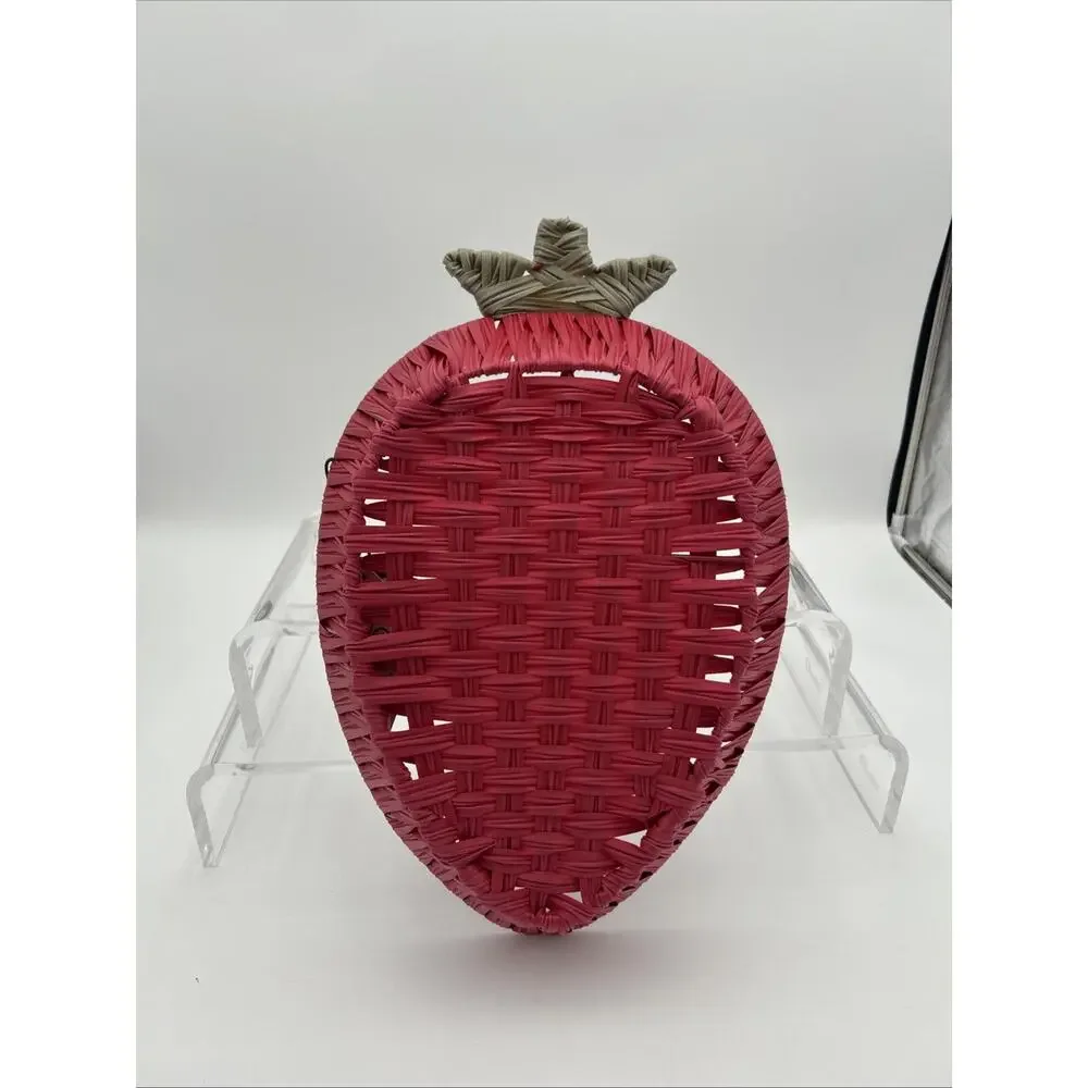 Nwt RGI Home Decorative Display Strawberry Shaped Basket Red/Green Cottage Core